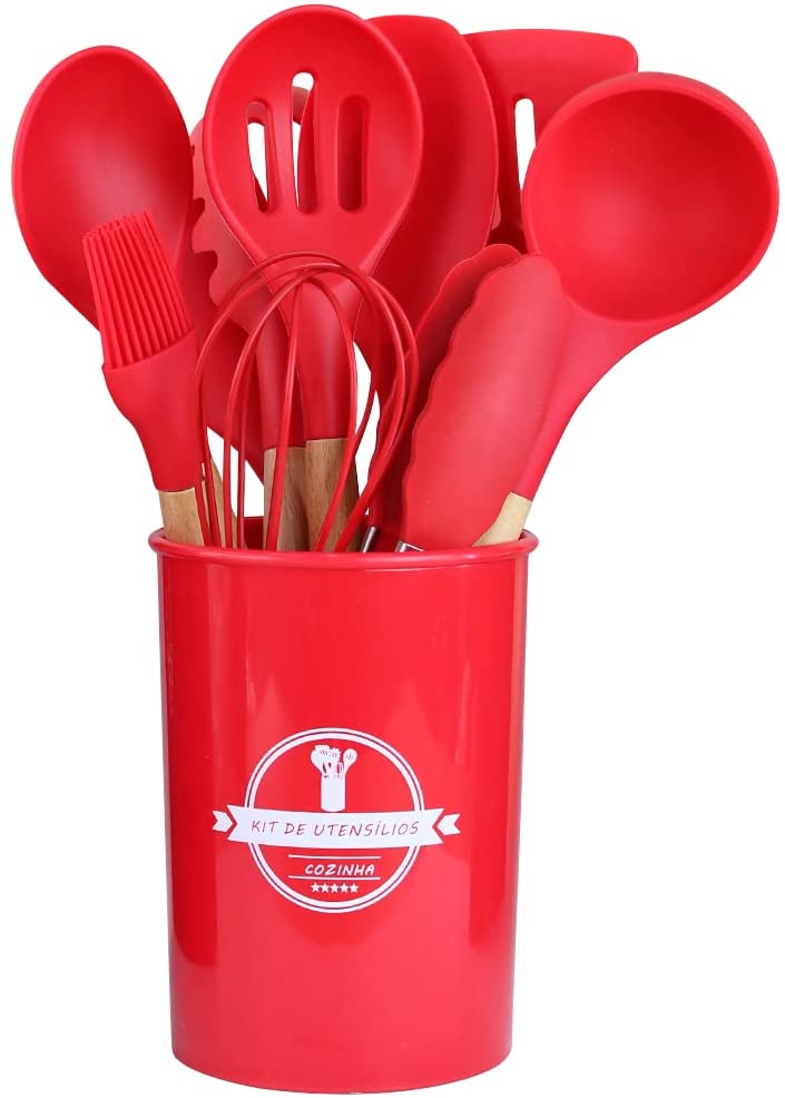 Kit Jogo De Cozinha Utensílios Talheres Silicone 12 peças