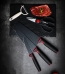 Kit com 03 facas folheada preto fosco + cabo de borracha em aço inoxidável Japonês