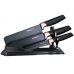 Kit com 03 facas folheada preto fosco + cabo de borracha em aço inoxidável Japonês